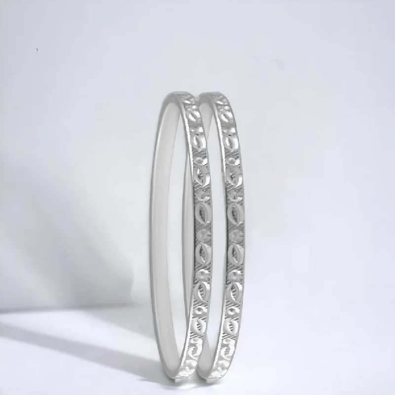 Silver Sleek Design Bangle Pair For Women & Girls