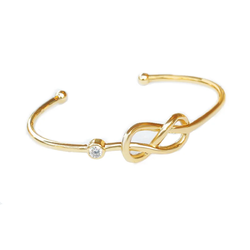 Infinity Knot Cuff Bangle Diamond Solitaire