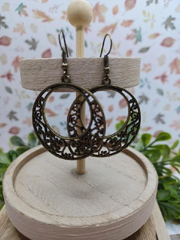 Brass Filigree Circle Style Earrings