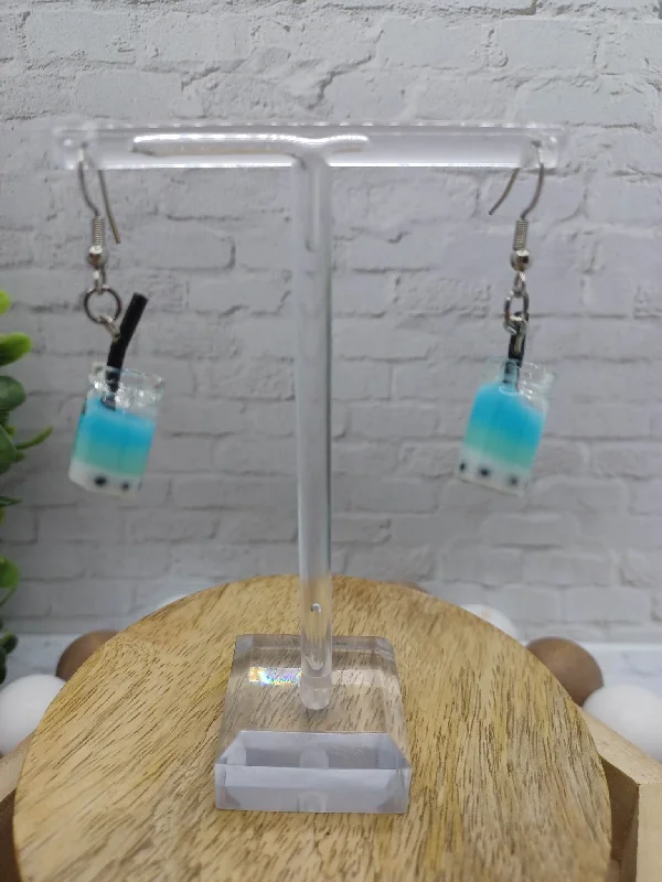 Blue Colored Drink Earrings