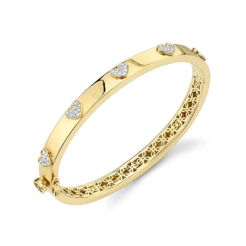 Gold & Diamond Multi Heart Bangle