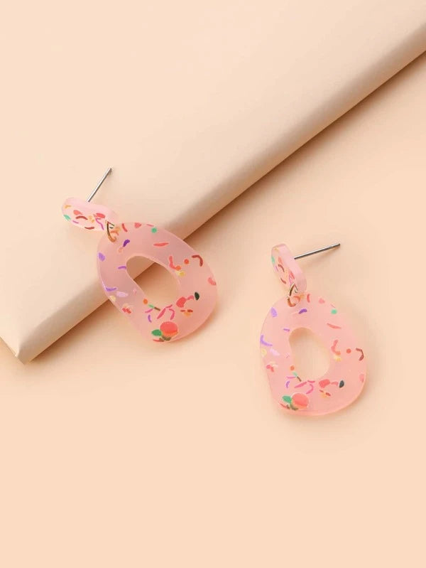 Pink Confetti Acrylic Earrings