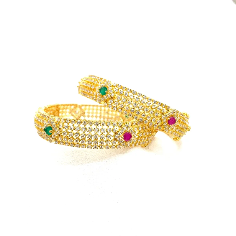 Zircon (CZ) AD Whites, Red, and Green stone Bangle