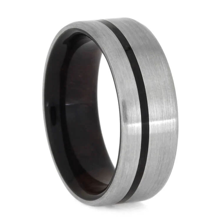 Caribbean Rosewood Ring In Brushed Titanium