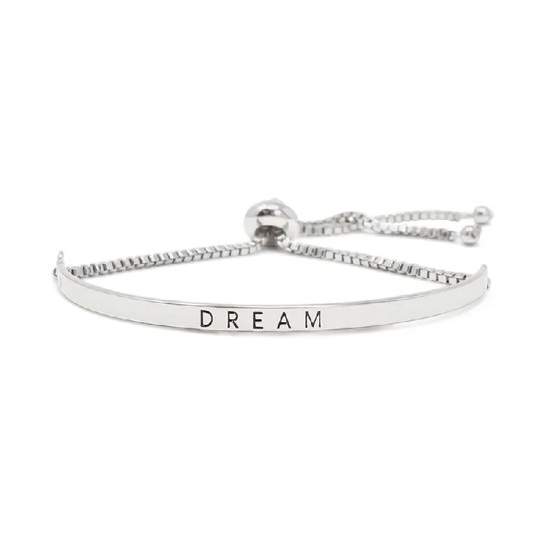 Inspirational Adjustable Bangle-Dream Silver Tone