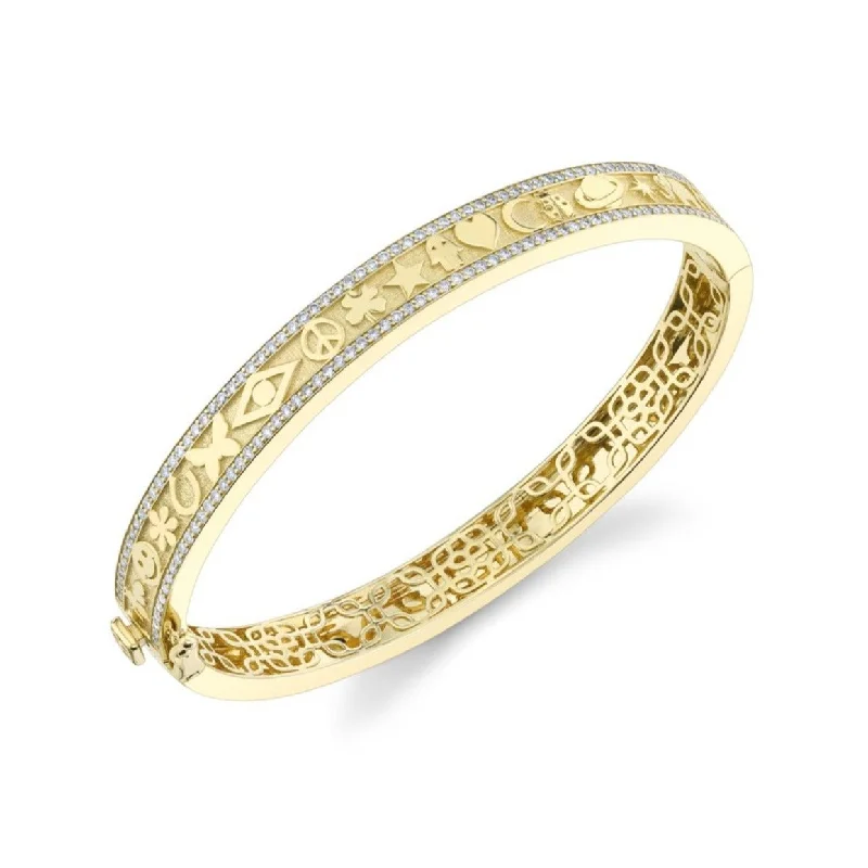 Gold & Diamond Icon Hinge Bangle