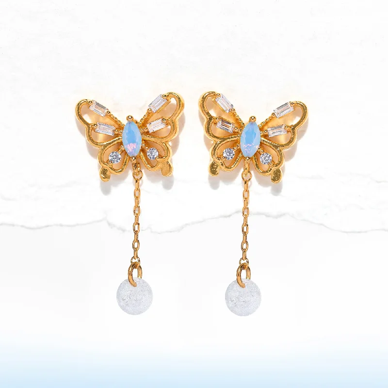 Dewy Butterfly Dangle Earrings