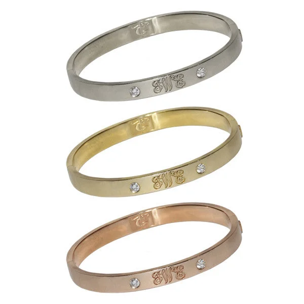 Signature Diamond Bangle with One Monogram | 14-Karat