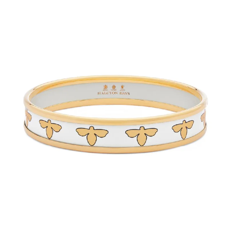 Halcyon Days 1cm Bee Cream & Gold Enamel Bangle