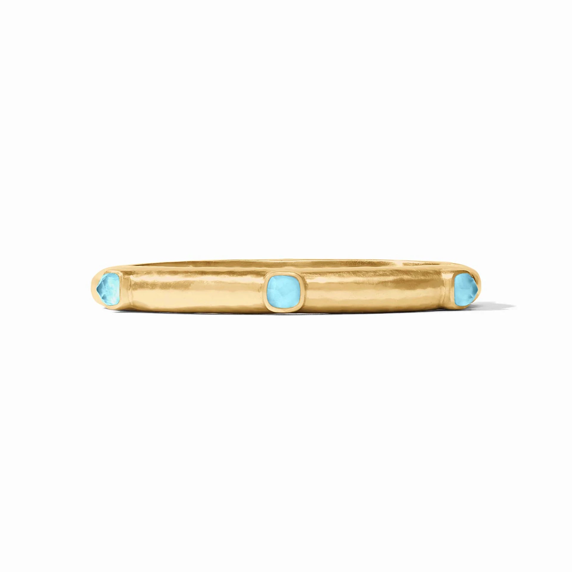 Julie Vos | Catalina Hinge Bangle with Iridescent Capri Blue Crystals in Gold