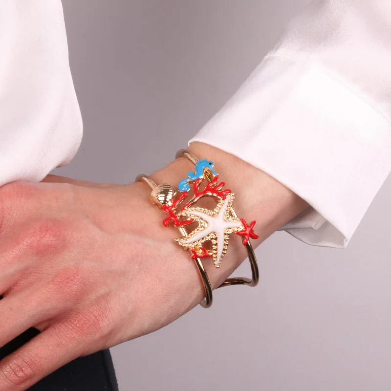 Bangle with Starfish, Shell, Coral and Seahorse