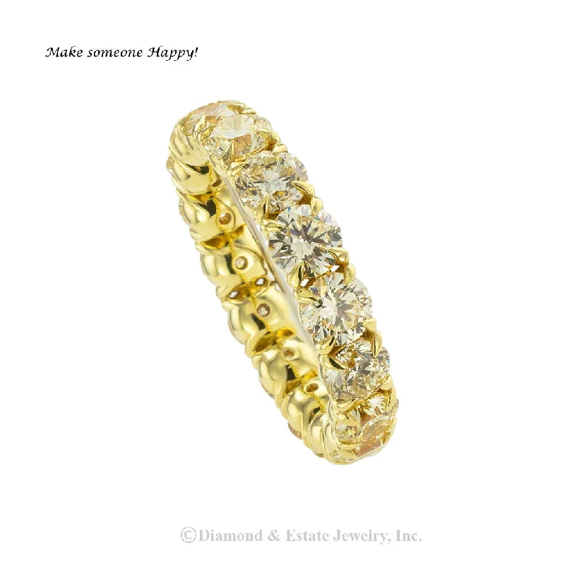 Color Diamond Yellow Gold Eternity Ring Size 8.5