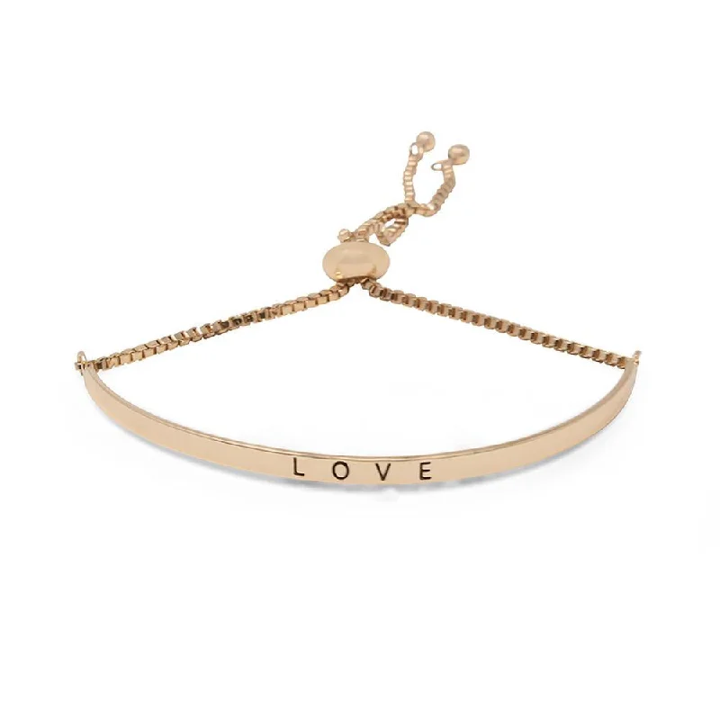 Inspirational Adjustable Bangle-Love Gold Tone