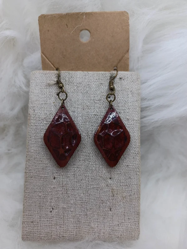 Diamond Shaped Wooden Earrings