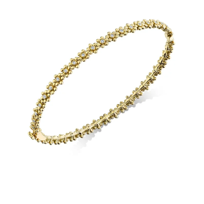 Gold & Diamond Tiny Daisy Bangle