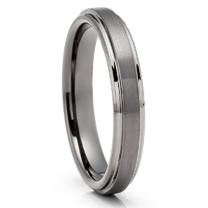 Tungsten Wedding Band 4Mm Gunmetal Comfort Fit Ring Cobalt Free