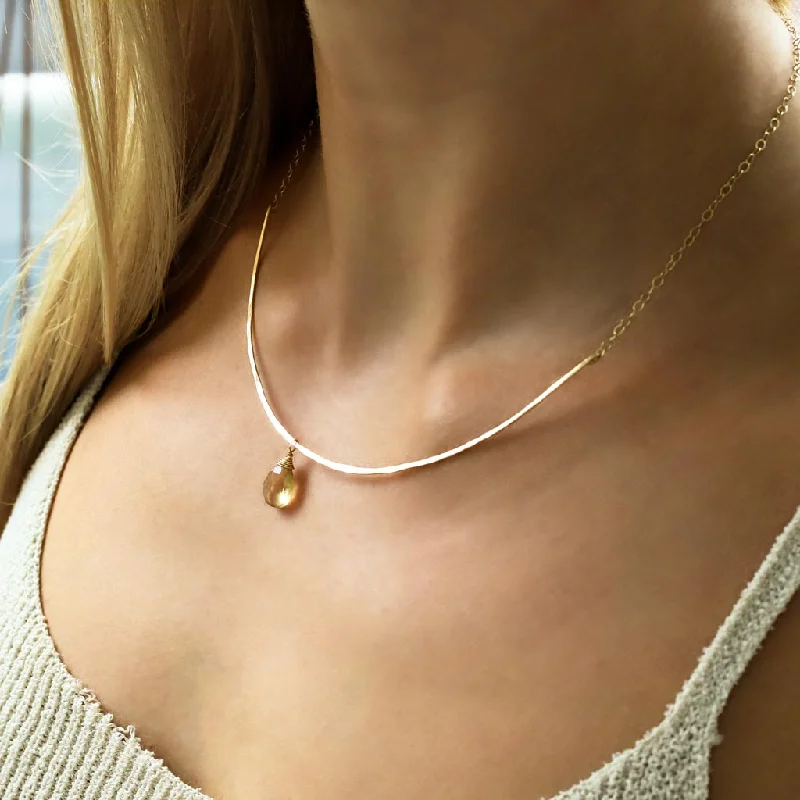 Gemstone Arc Necklace - Champagne Quartz