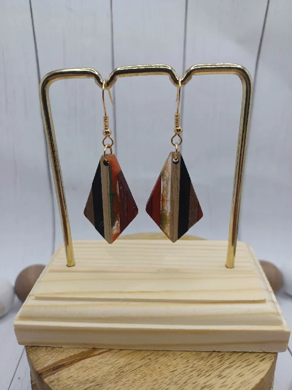 Striped Neutrals Diamond Shaped Earrings