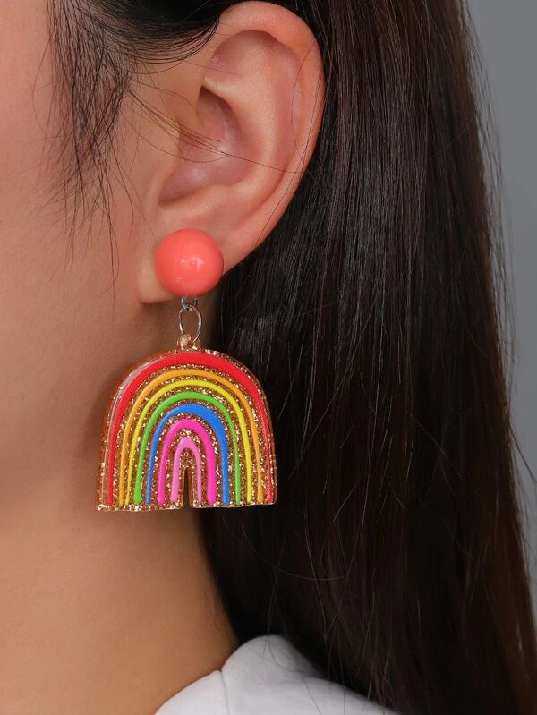 Glitter Rainbow Acrylic Earrings