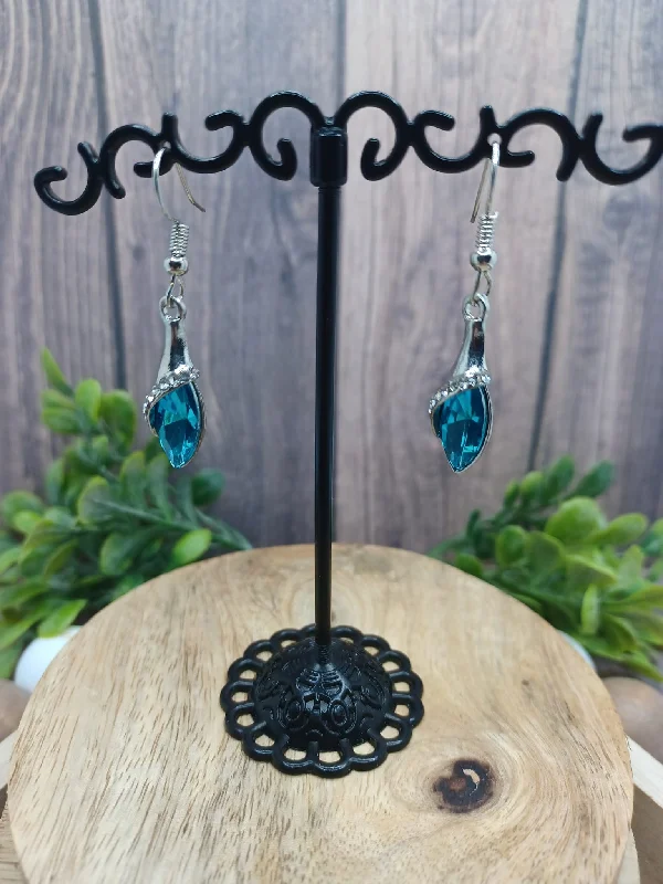 Light Blue Dainty Rhinestone Drop Earrings