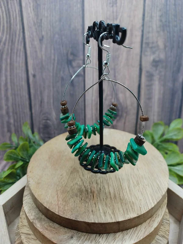 Green & Brown Rock Cut Earrings