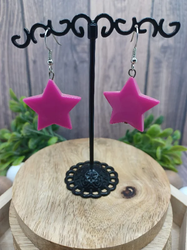 Pink Acrylic Star Earrings