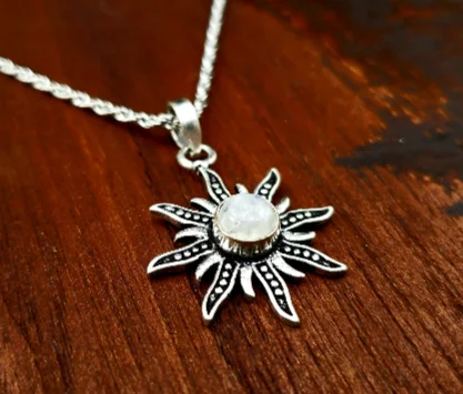 Simple Moonstone Sun Necklace