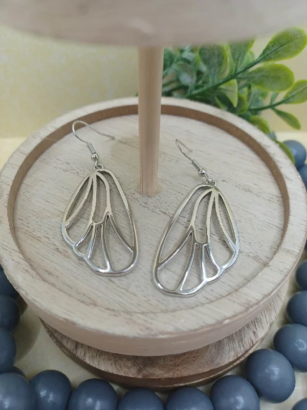 Silver Butterfly Wing Earrings