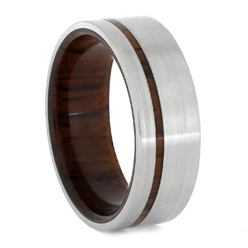 Honduran Rosewood Wedding Band In Titanium