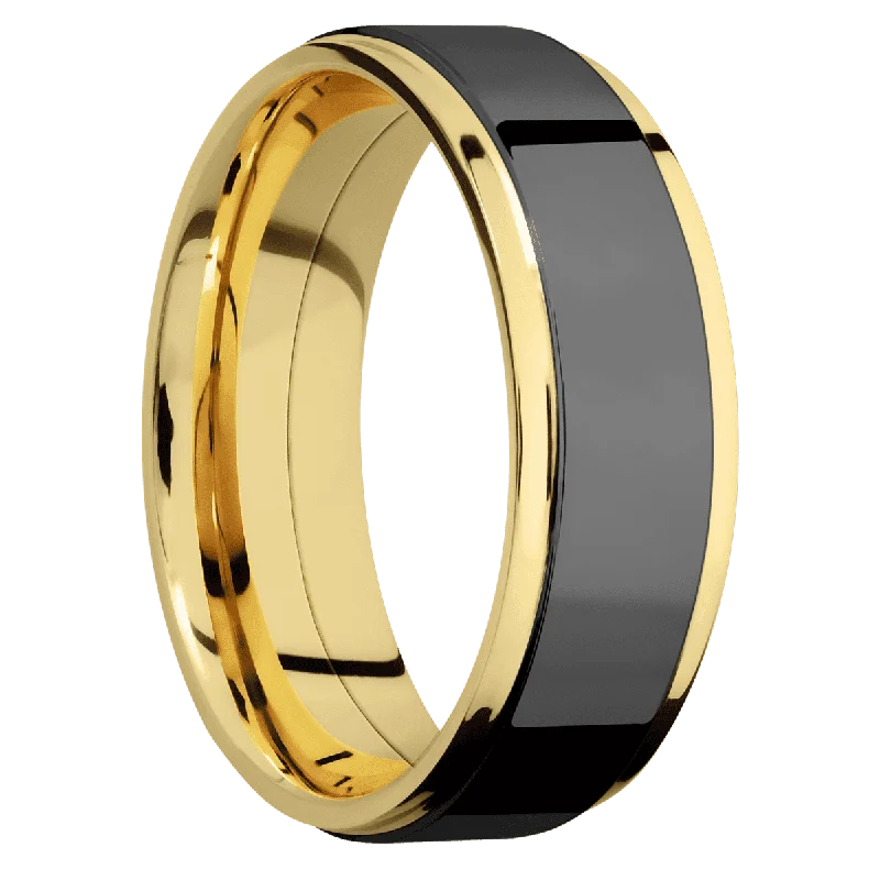 14K Yellow Gold with Polish, Polish Finish and Zirconium Inlay