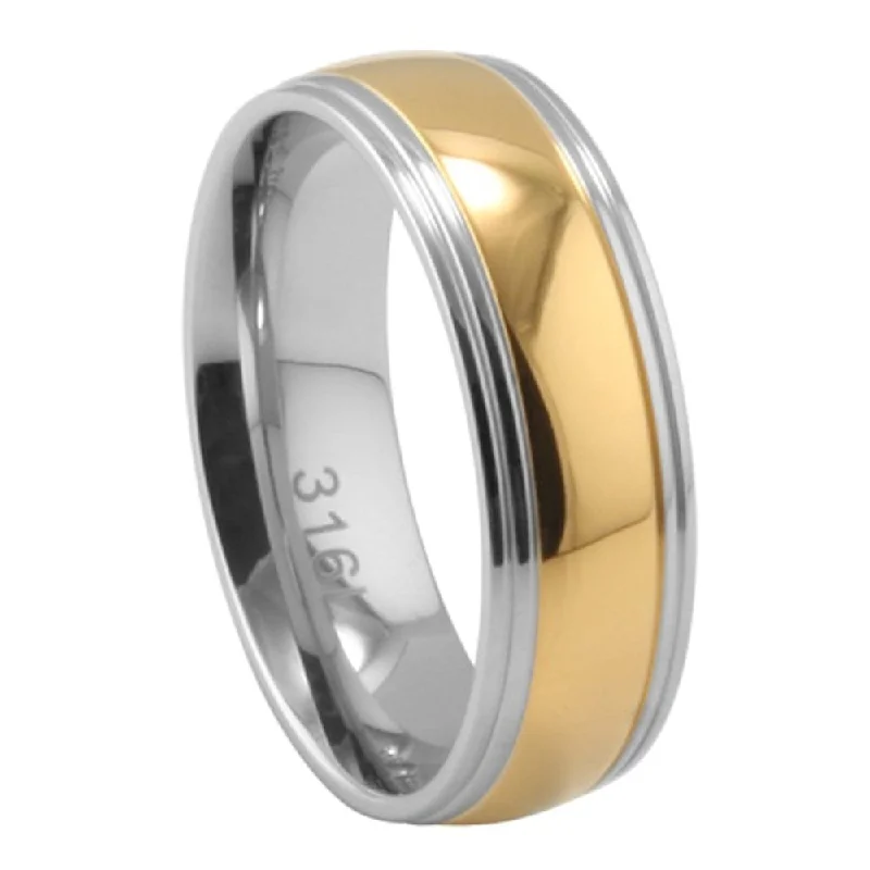 Two-Tone Comfort Fit Unisex Wedding Band 316 Stainless Steel