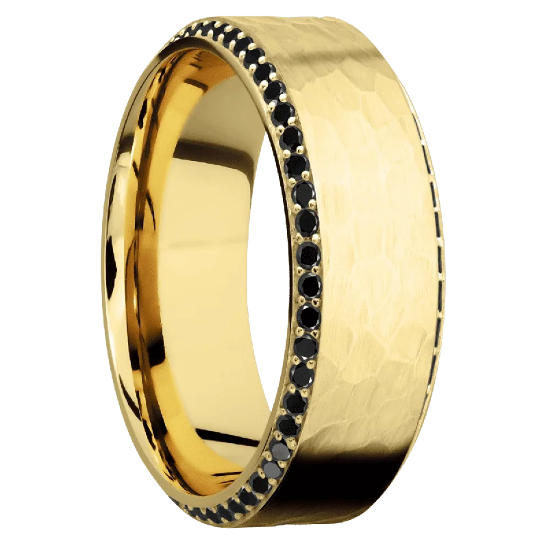 14K Yellow Gold with Hammer , Polish Finish