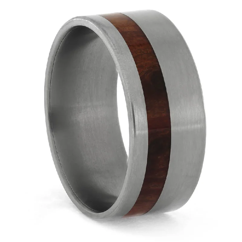 Men's Titanium Wedding Band with Tulipwood