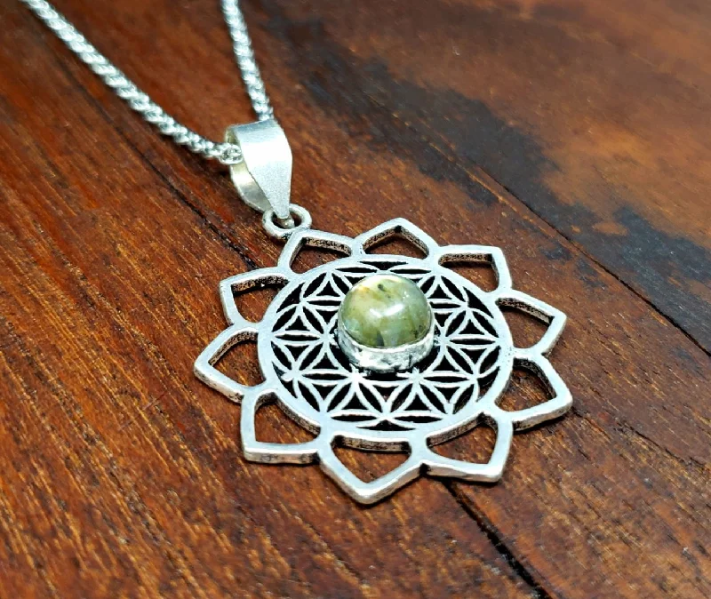 Labradorite Flower of Life Necklace