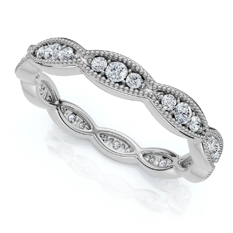 3/8ct Diamond Vintage Eternity Ring Stackable Womens Wedding Band White Gold