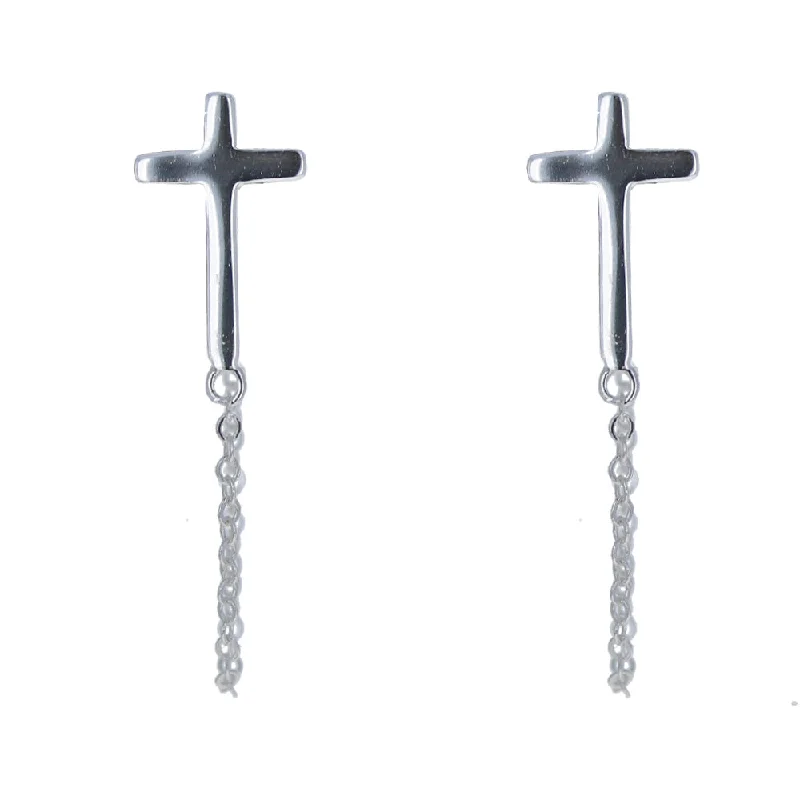 Modern Cross Chain Earrings