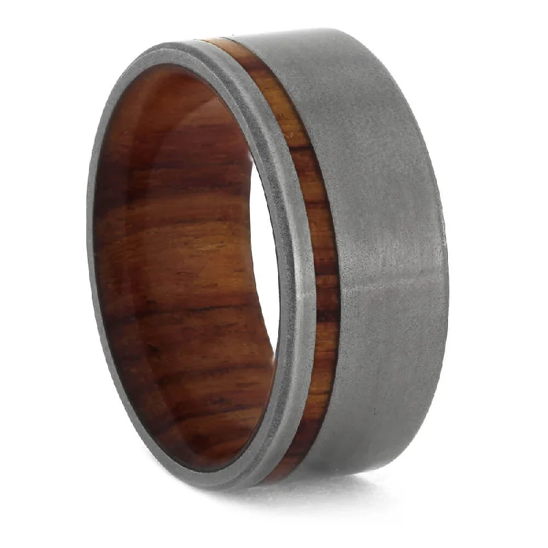 Colorful Tulipwood Ring in Matte Titanium