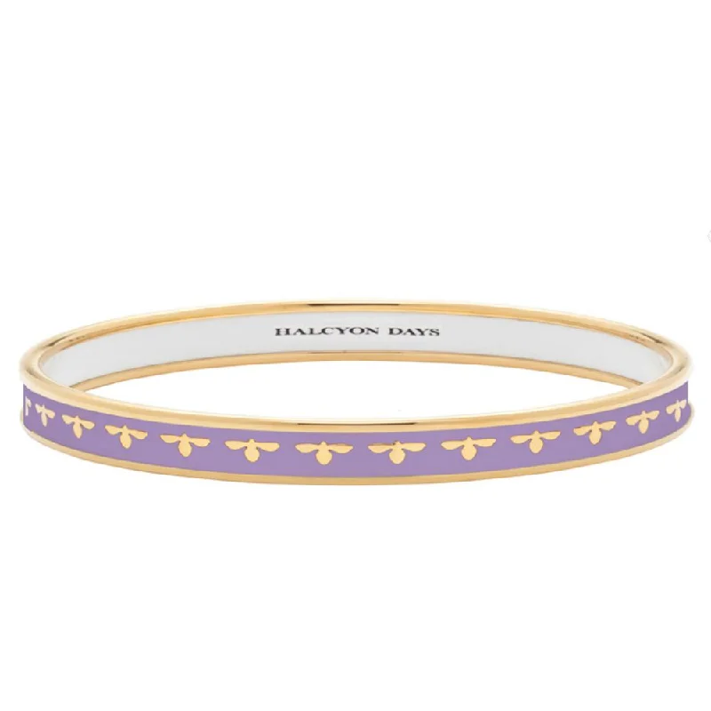 Halcyon Days 6mm Bee Lavender & Gold Enamel Bangle