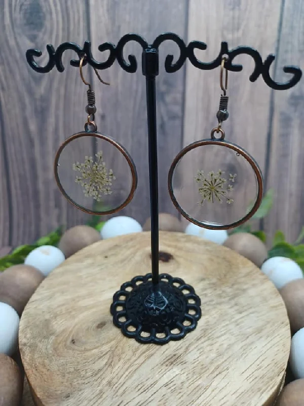 Copper Pressed Flower Style Earrings