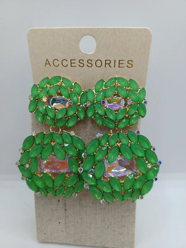 Green Rhinestone Earrings