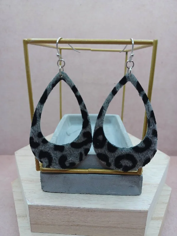 Leopard Faux Fur Teardrop Earrings