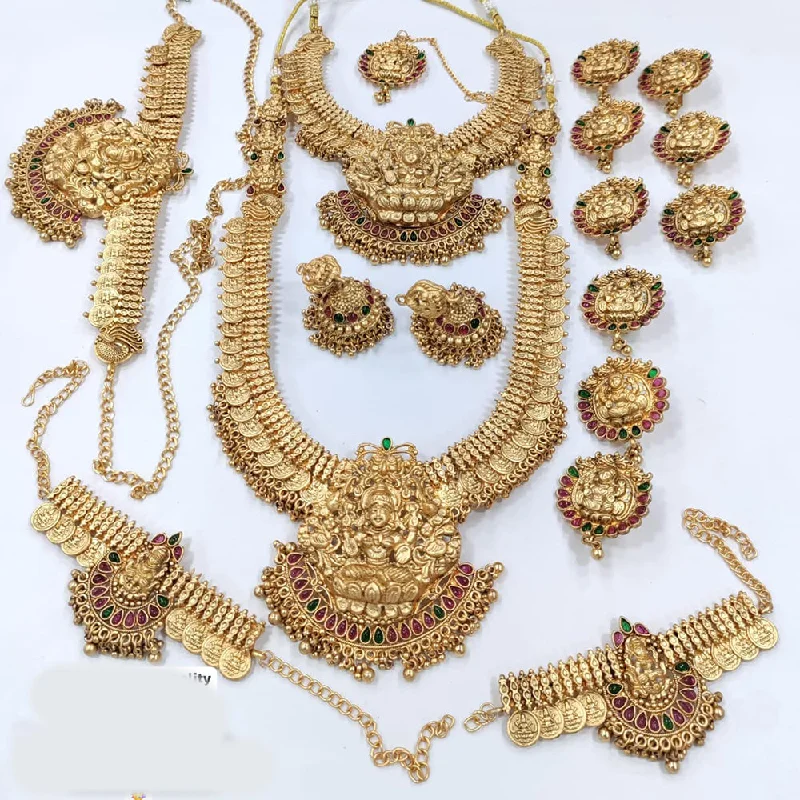 Pooja Bangles Gold Plated Pota Stone And Temple Pearls Bridal Set