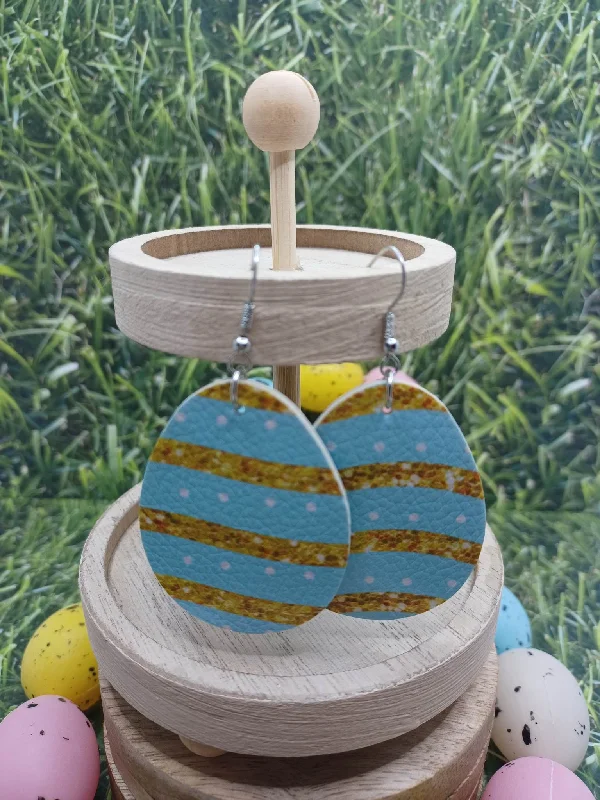 Blue & Gold Easter Egg Earrings